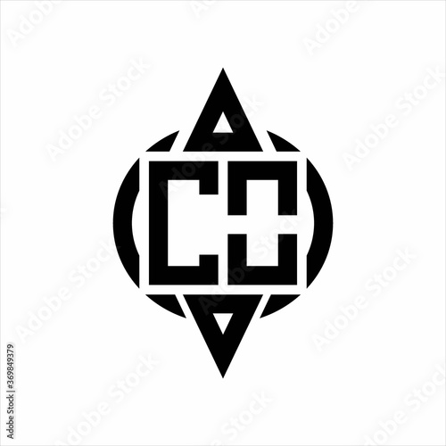 CO Logo with circle rounded combine triangle top and bottom side design template