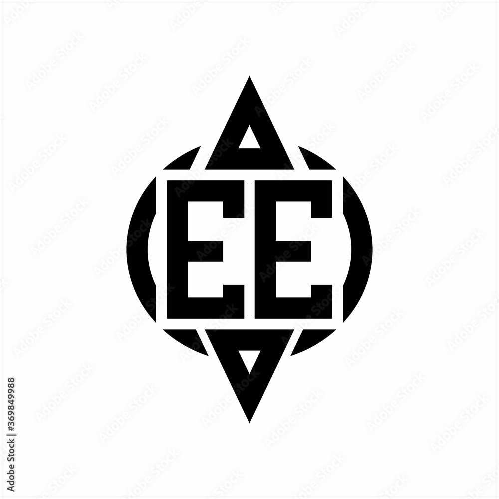 EE Logo with circle rounded combine triangle top and bottom side design template EE Logo with circle rounded combine triangle top and bottom side design template