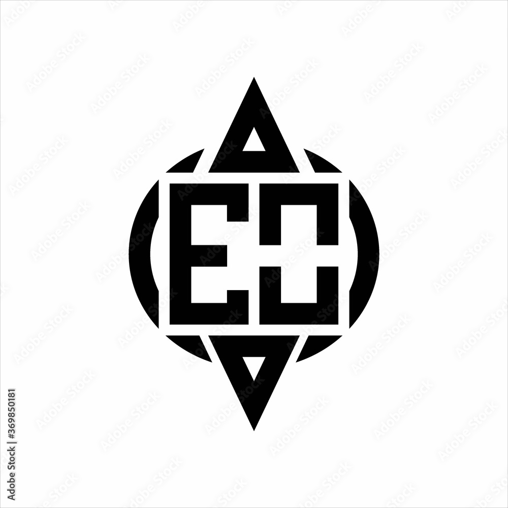 EO Logo with circle rounded combine triangle top and bottom side design template