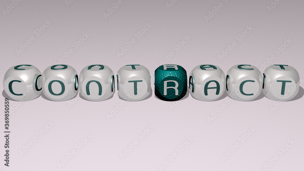 combination of contract built by cubic letters from the top perspective, excellent for the concept presentation. business and agreement