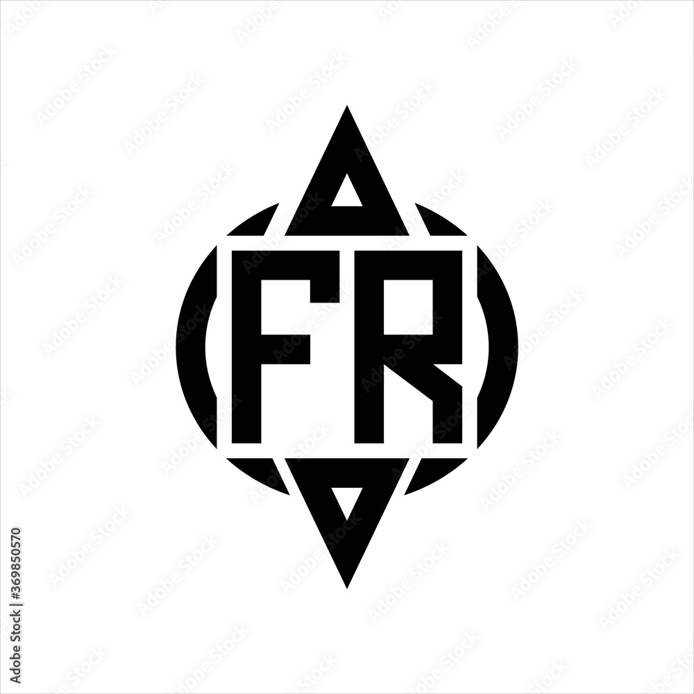 FR Logo with circle rounded combine triangle top and bottom side design template FR Logo with circle rounded combine triangle top and bottom side design template