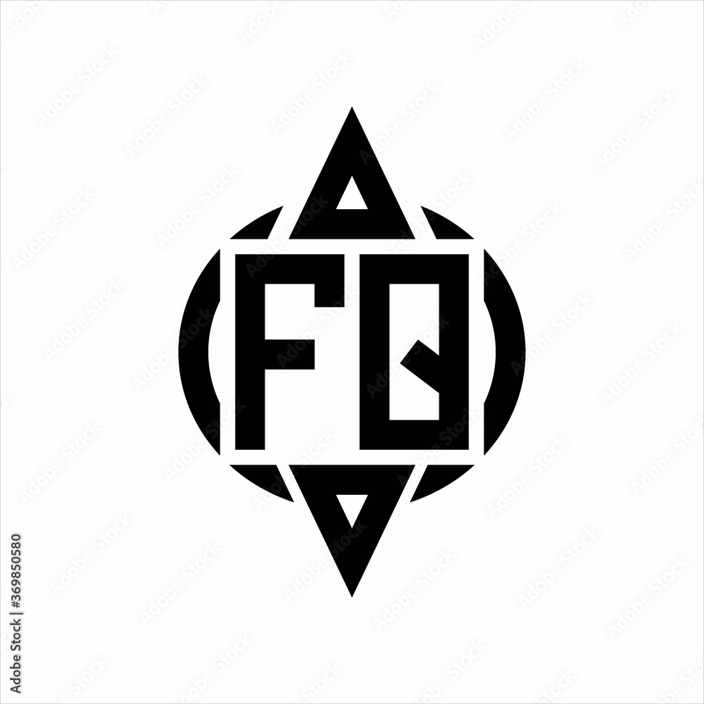 FQ Logo with circle rounded combine triangle top and bottom side design template FQ Logo with circle rounded combine triangle top and bottom side design template