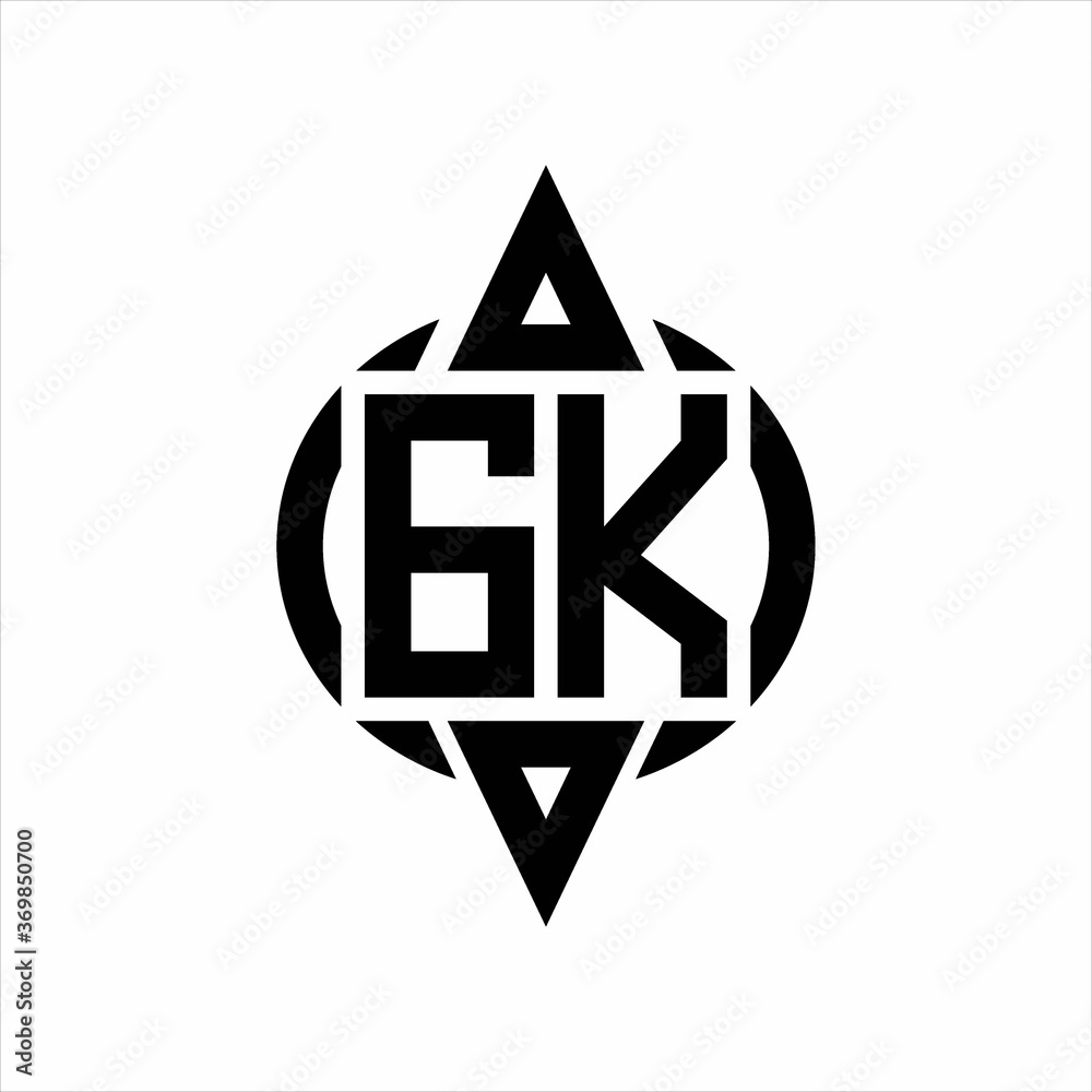 GK Logo with circle rounded combine triangle top and bottom side design template GK Logo with circle rounded combine triangle top and bottom side design template