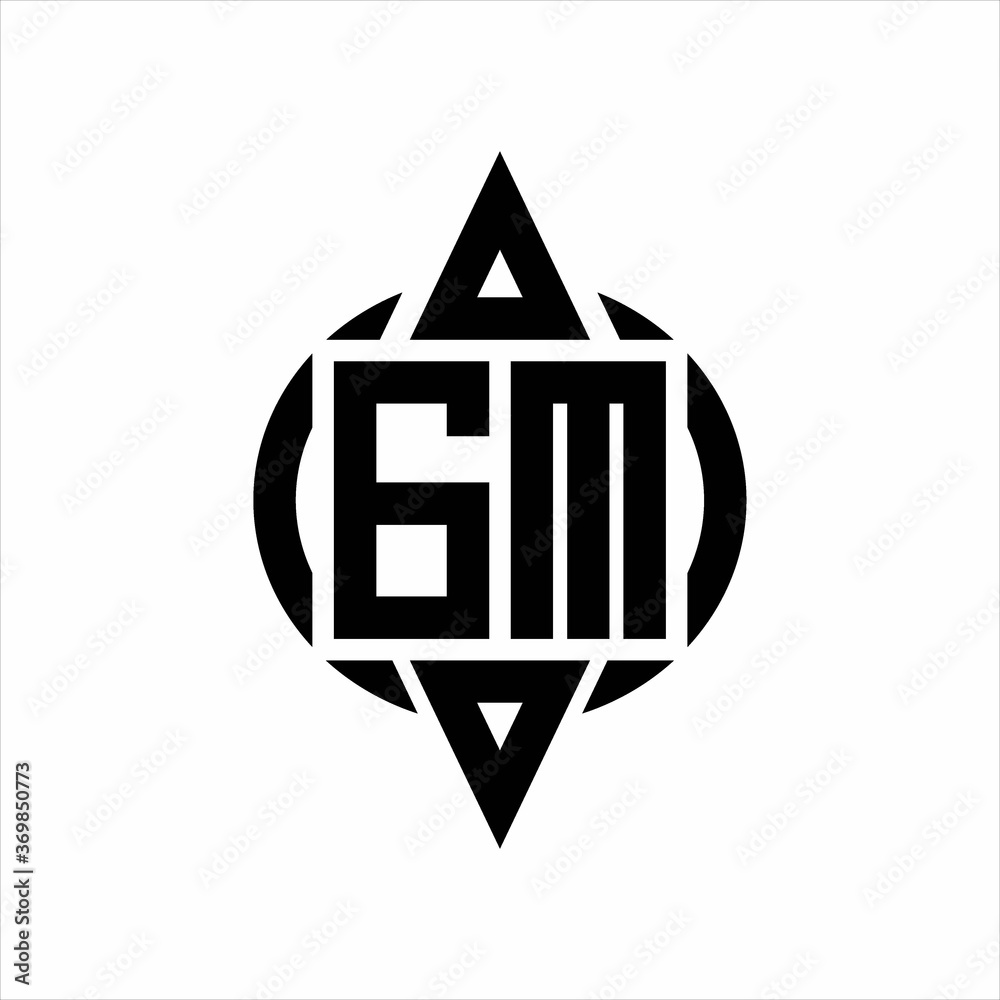 GM Logo with circle rounded combine triangle top and bottom side design template GM Logo with circle rounded combine triangle top and bottom side design template