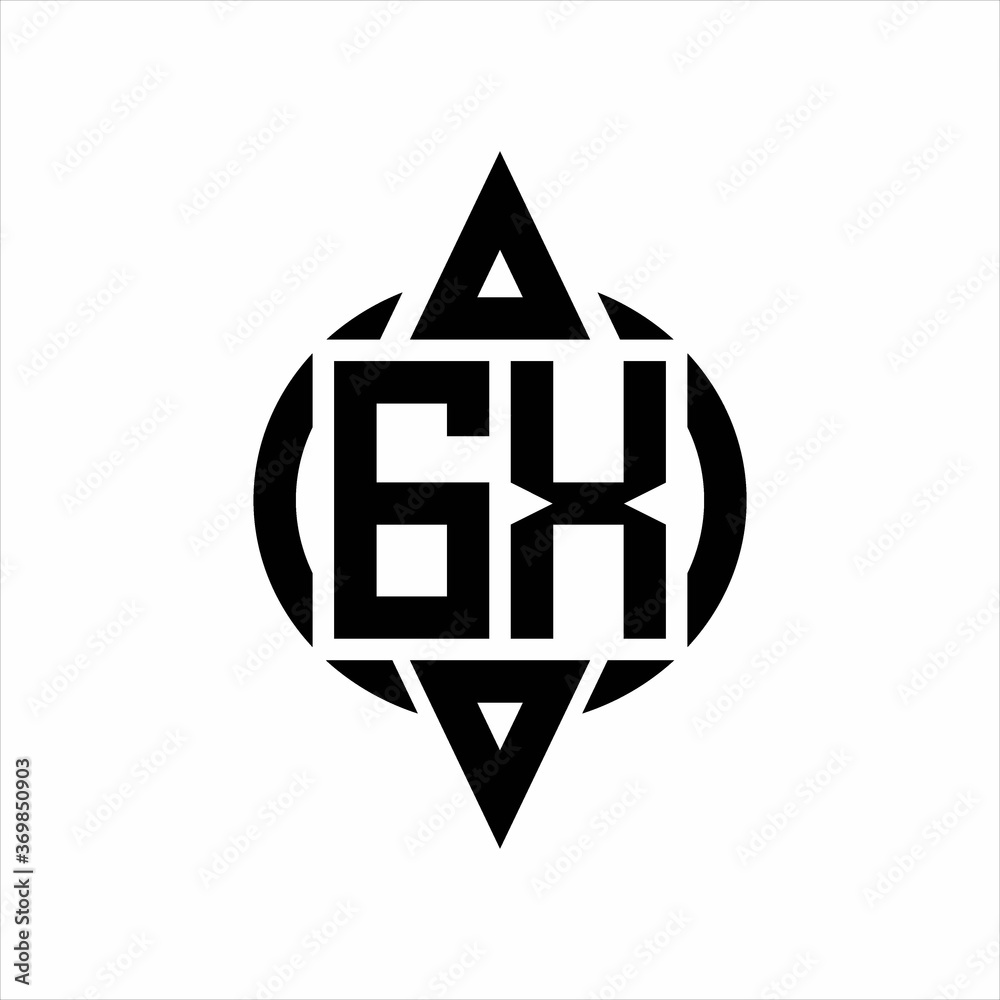 GX Logo with circle rounded combine triangle top and bottom side design template GX Logo with circle rounded combine triangle top and bottom side design template