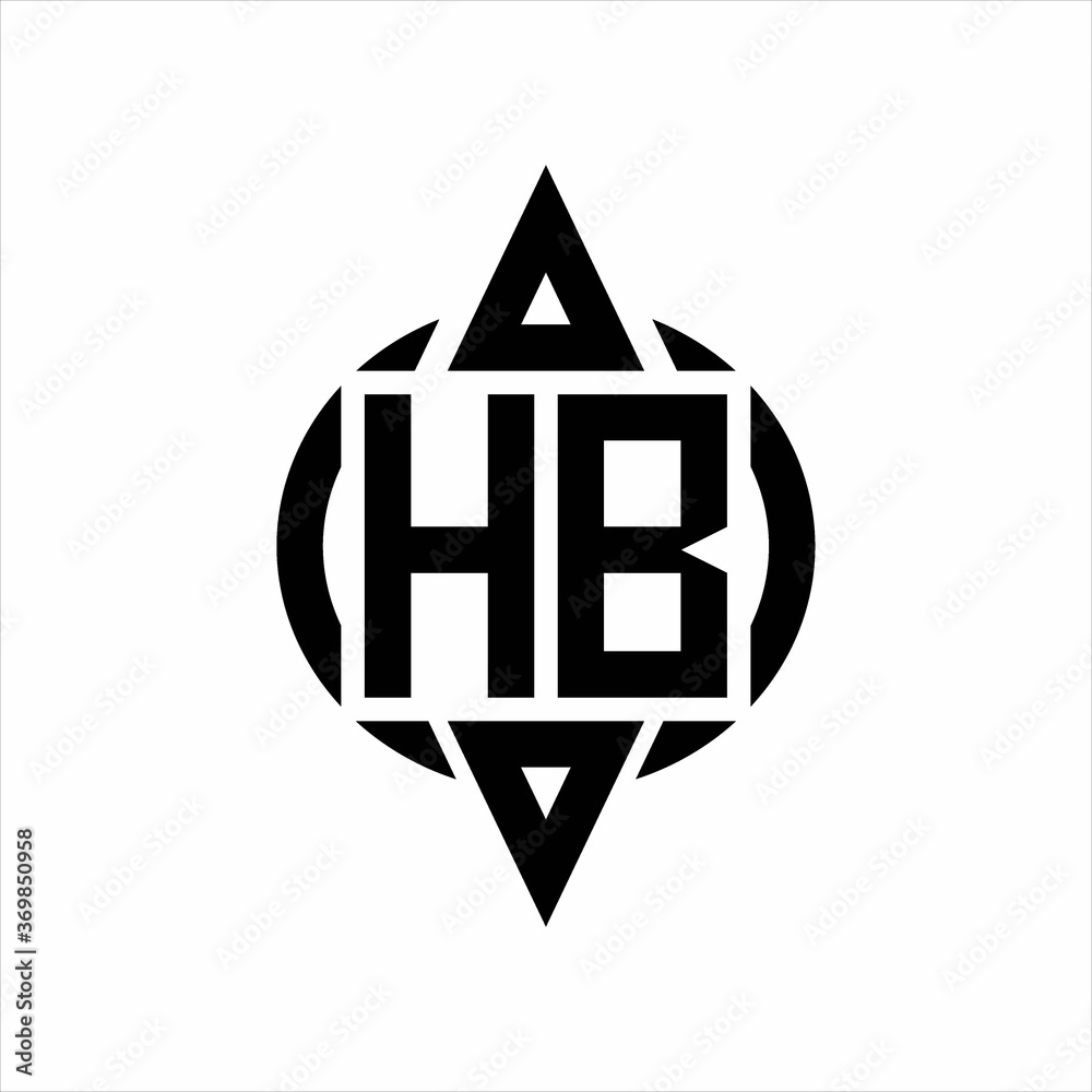 HB Logo with circle rounded combine triangle top and bottom side design template