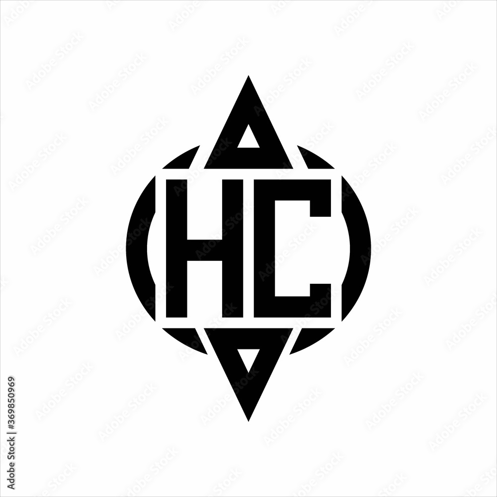 HC Logo with circle rounded combine triangle top and bottom side design template HC Logo with circle rounded combine triangle top and bottom side design template