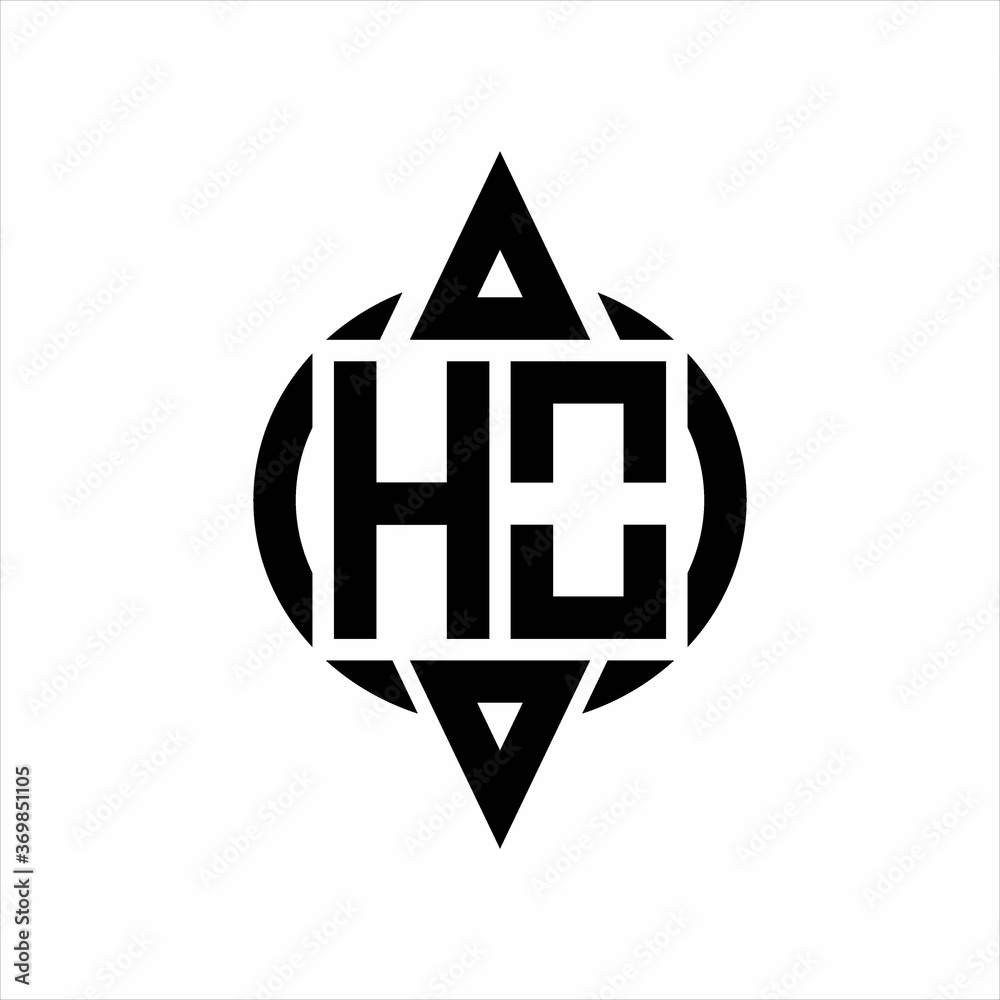 HO Logo with circle rounded combine triangle top and bottom side design template HO Logo with circle rounded combine triangle top and bottom side design template