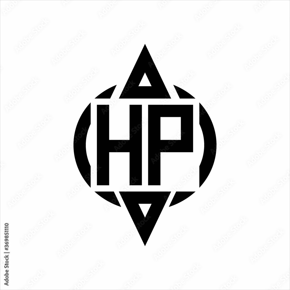 HP Logo with circle rounded combine triangle top and bottom side design template HP Logo with circle rounded combine triangle top and bottom side design template