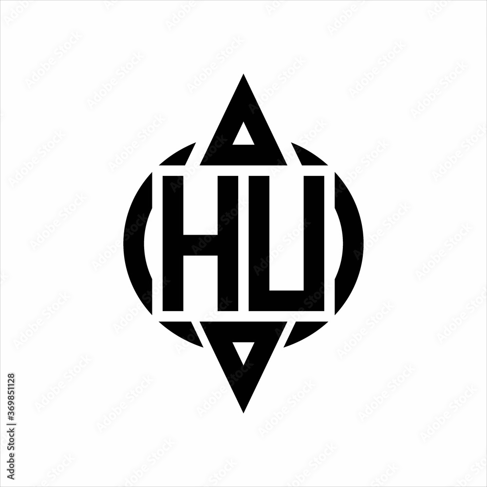 HU Logo with circle rounded combine triangle top and bottom side design template HU Logo with circle rounded combine triangle top and bottom side design template