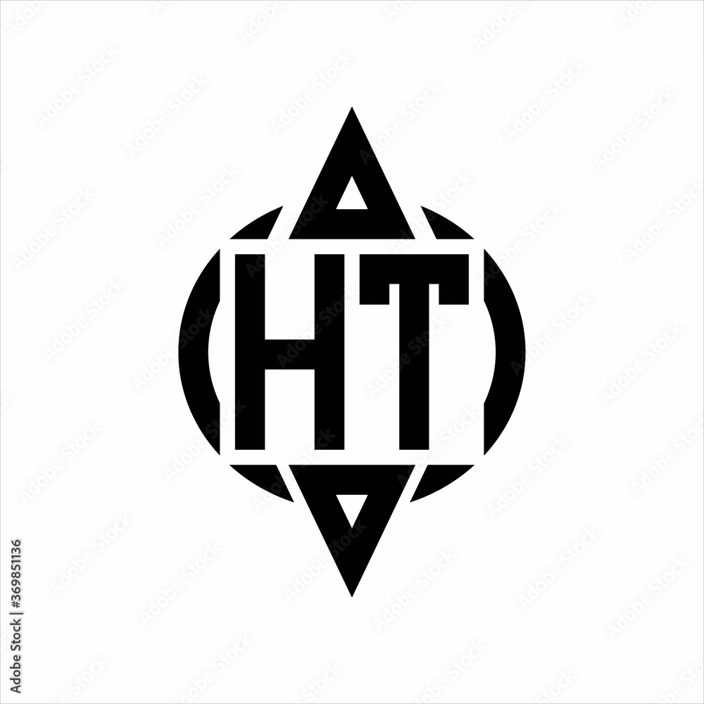 HT Logo with circle rounded combine triangle top and bottom side design template HT Logo with circle rounded combine triangle top and bottom side design template