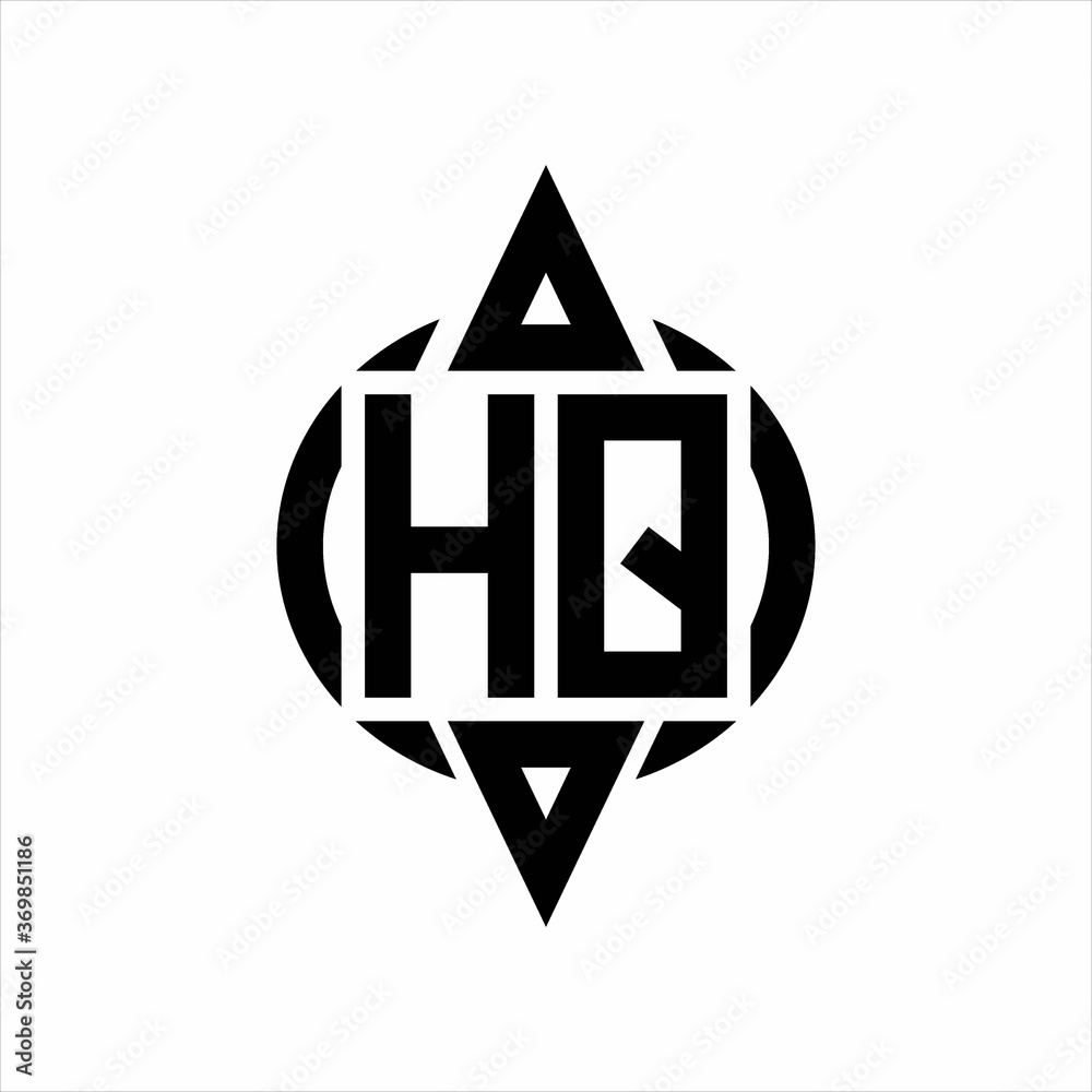 HQ Logo with circle rounded combine triangle top and bottom side design template HQ Logo with circle rounded combine triangle top and bottom side design template
