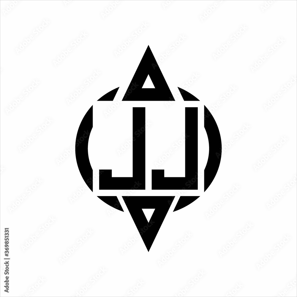 JJ Logo with circle rounded combine triangle top and bottom side design template JJ Logo with circle rounded combine triangle top and bottom side design template