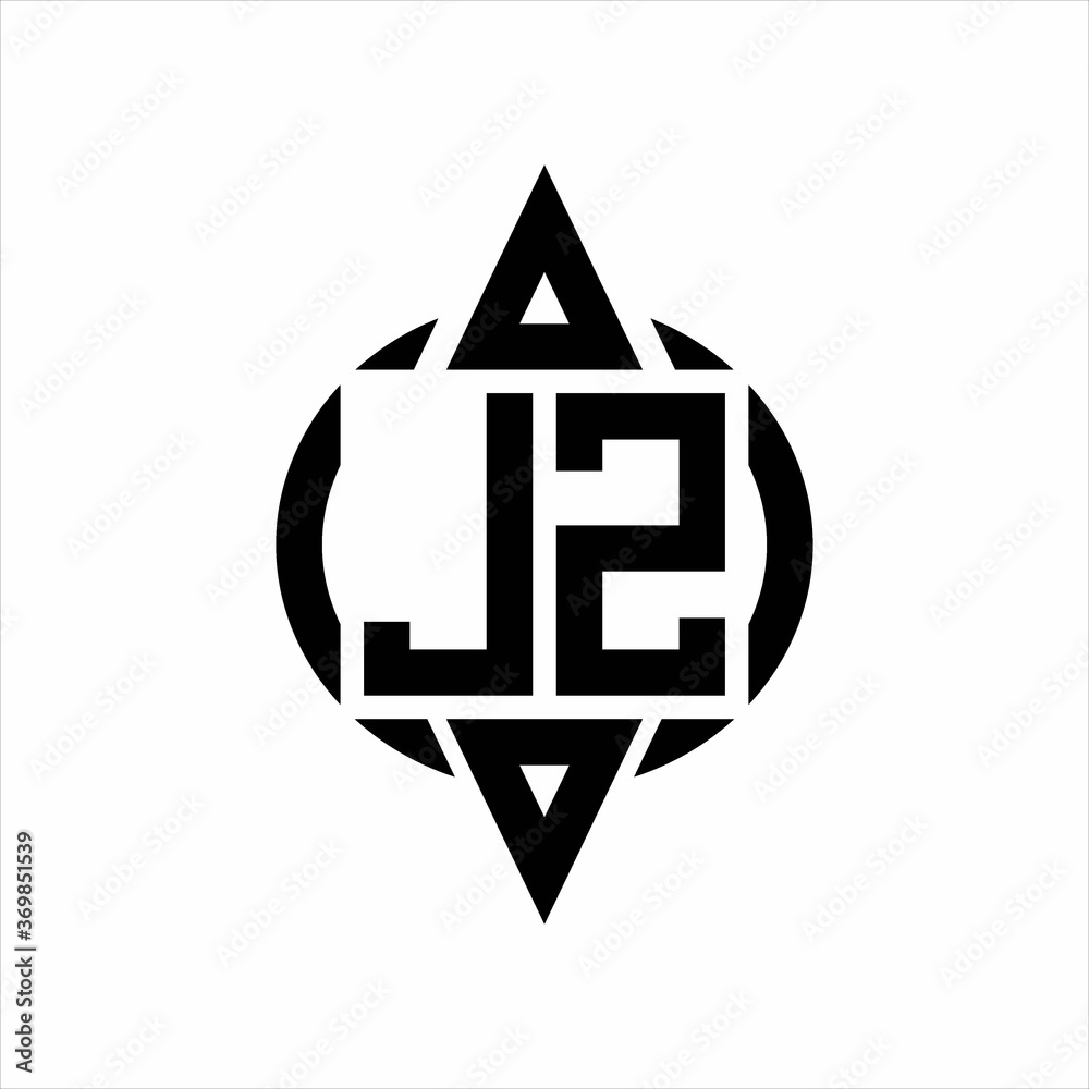 JZ Logo with circle rounded combine triangle top and bottom side design template JZ Logo with circle rounded combine triangle top and bottom side design template