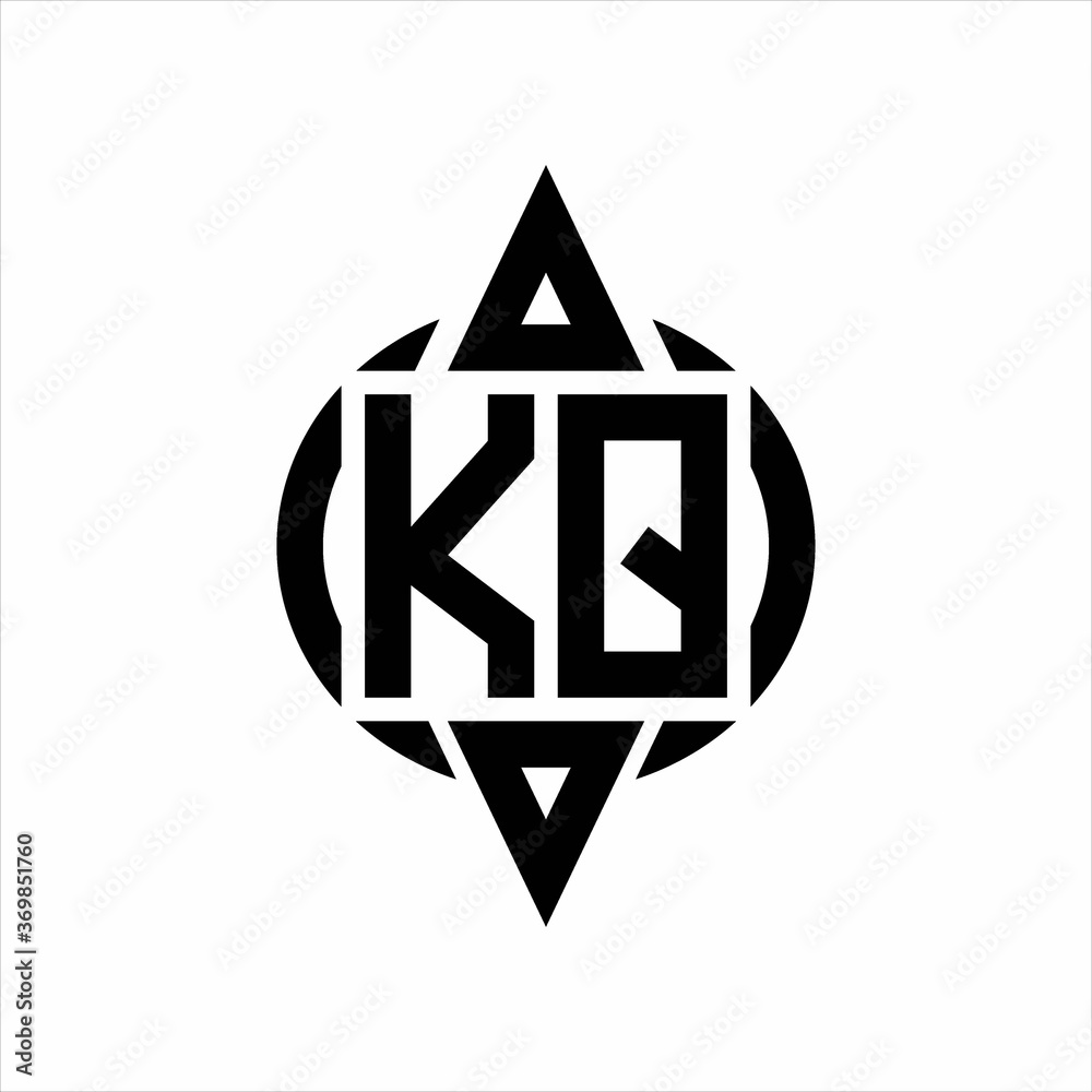 KQ Logo with circle rounded combine triangle top and bottom side design template KQ Logo with circle rounded combine triangle top and bottom side design template