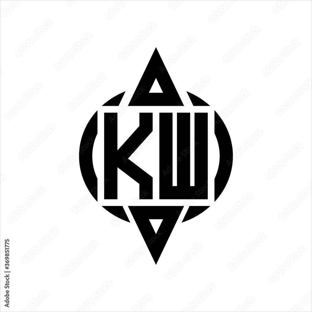 KW Logo with circle rounded combine triangle top and bottom side design template KW Logo with circle rounded combine triangle top and bottom side design template
