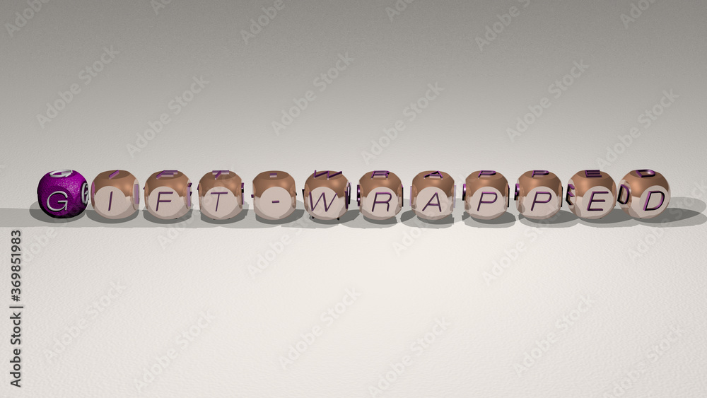 combination of christmas: gift-wrapped built by cubic letters from the top perspective, excellent for the concept presentation
