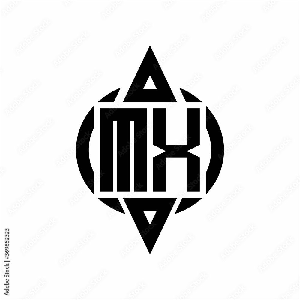MX Logo with circle rounded combine triangle top and bottom side design template MX Logo with circle rounded combine triangle top and bottom side design template