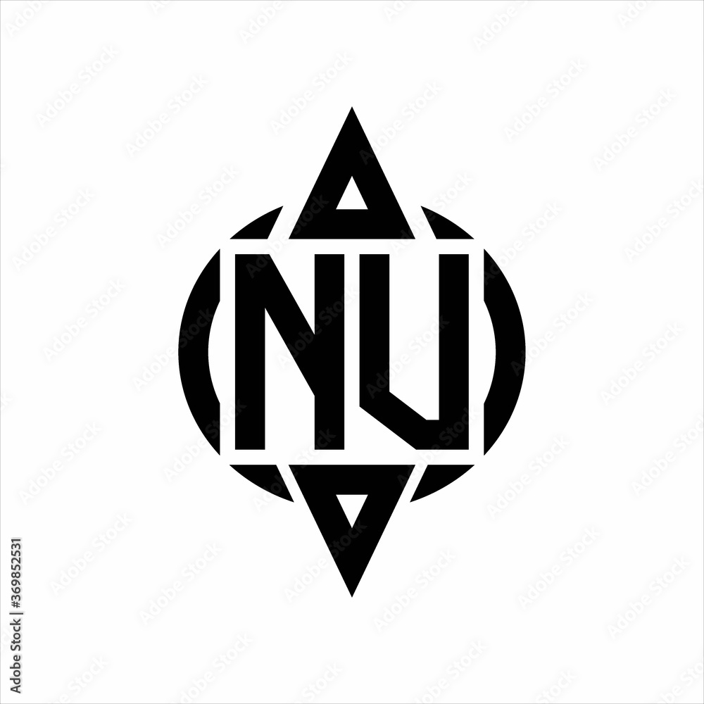 NV Logo with circle rounded combine triangle top and bottom side design template on white background NV Logo with circle rounded combine triangle top and bottom side design template on white background