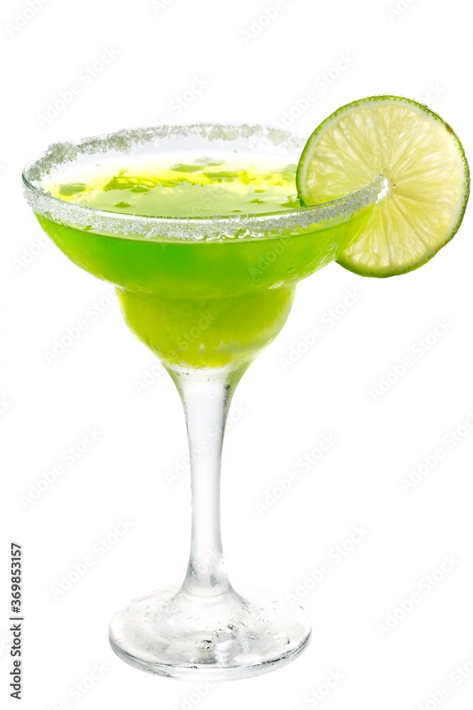 Green Cocktail with Lime Garnish