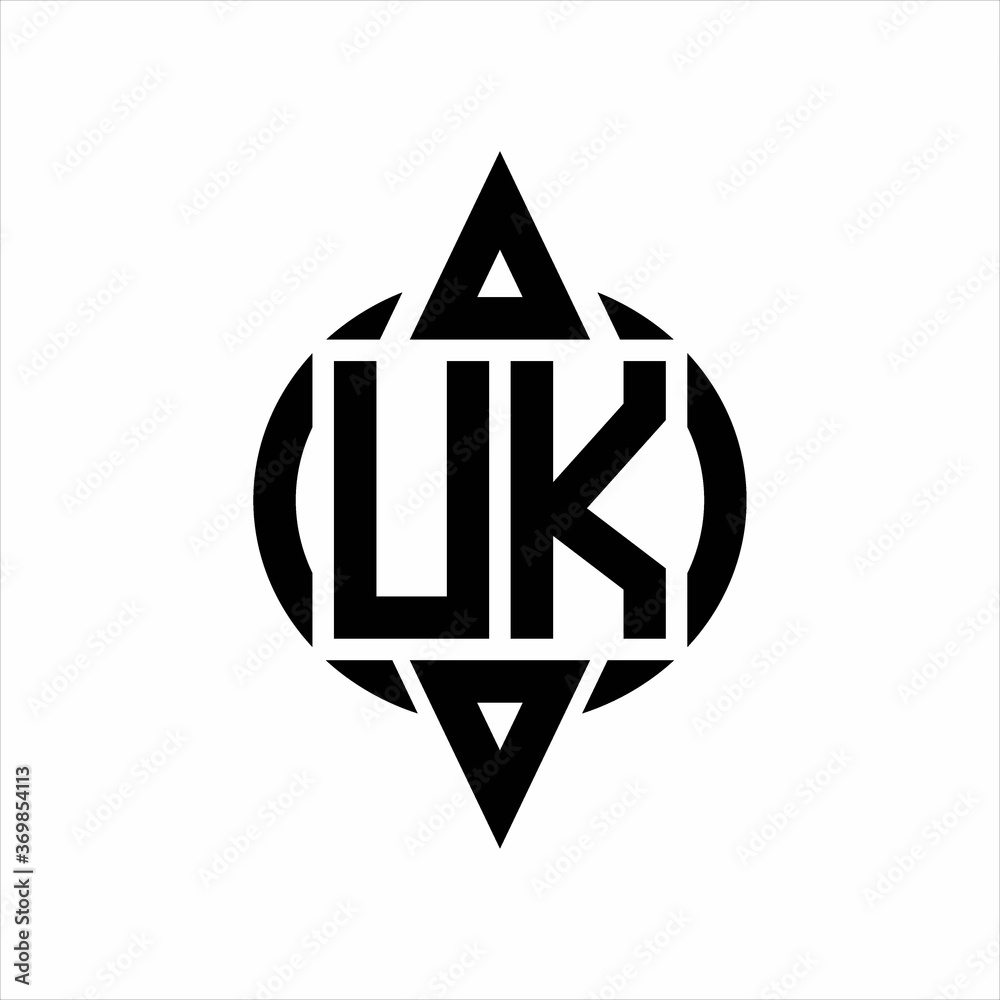 UK Logo with circle rounded combine triangle top and bottom side design template on white background UK Logo with circle rounded combine triangle top and bottom side design template on white background