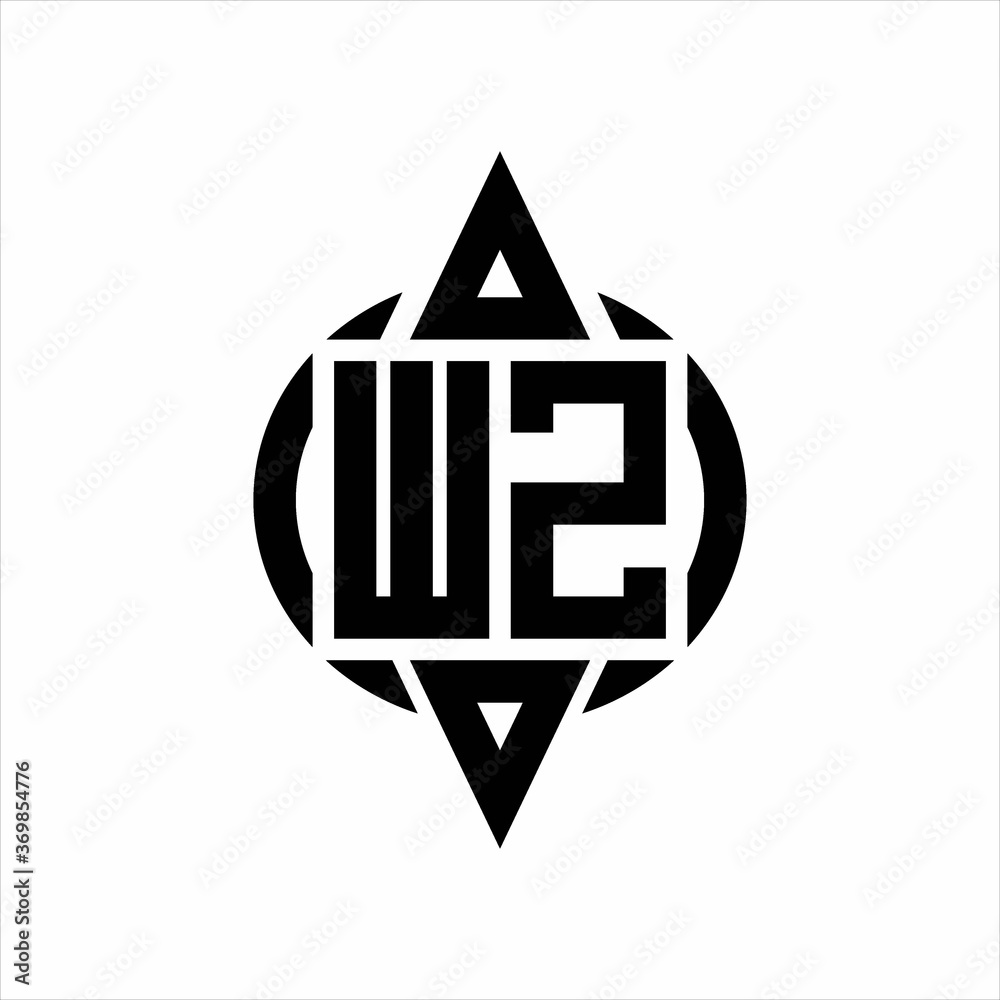 WZ Logo with circle rounded combine triangle top and bottom side design template on white background WZ Logo with circle rounded combine triangle top and bottom side design template on white background