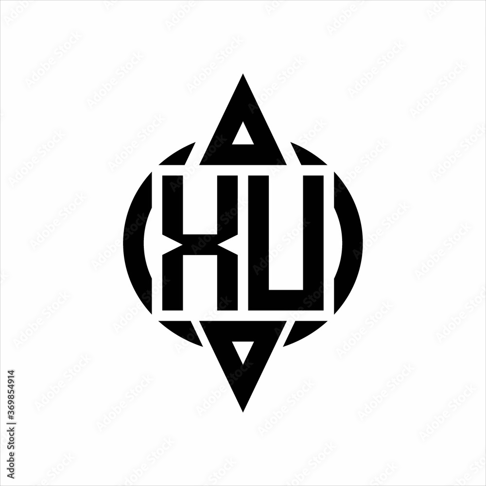 XU Logo with circle rounded combine triangle top and bottom side design template on white background XU Logo with circle rounded combine triangle top and bottom side design template on white background