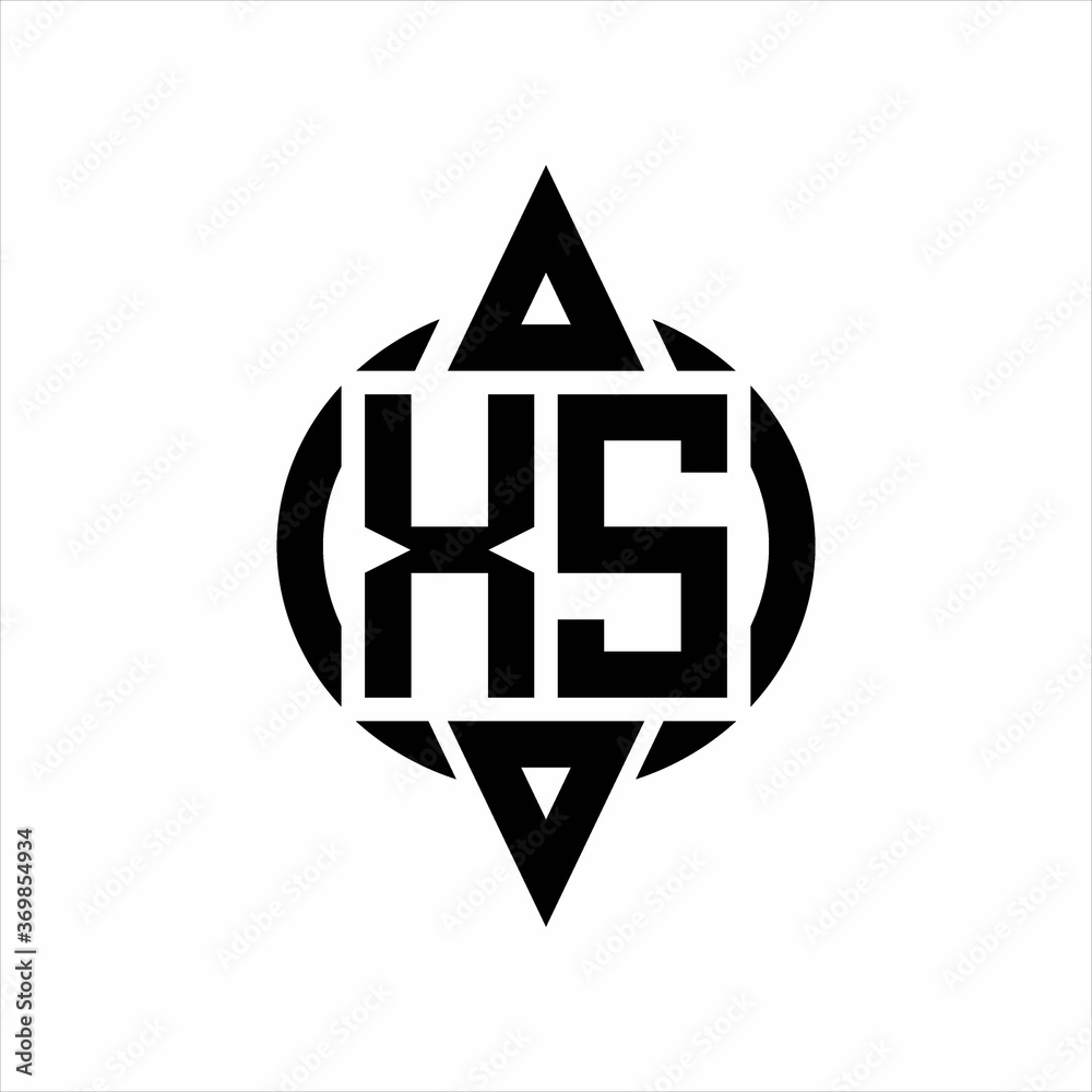 XS Logo with circle rounded combine triangle top and bottom side design template on white background XS Logo with circle rounded combine triangle top and bottom side design template on white background