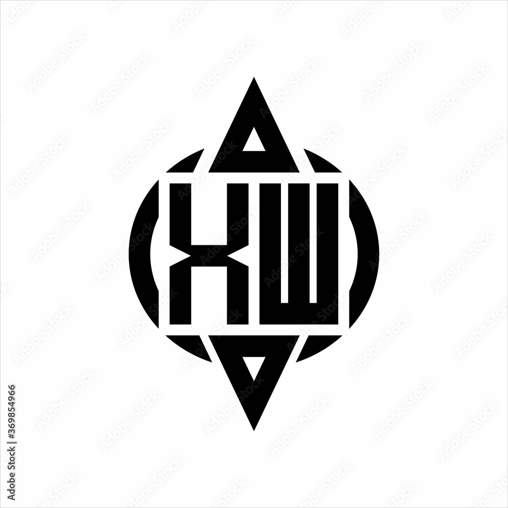 XW Logo with circle rounded combine triangle top and bottom side design template on white background XW Logo with circle rounded combine triangle top and bottom side design template on white background