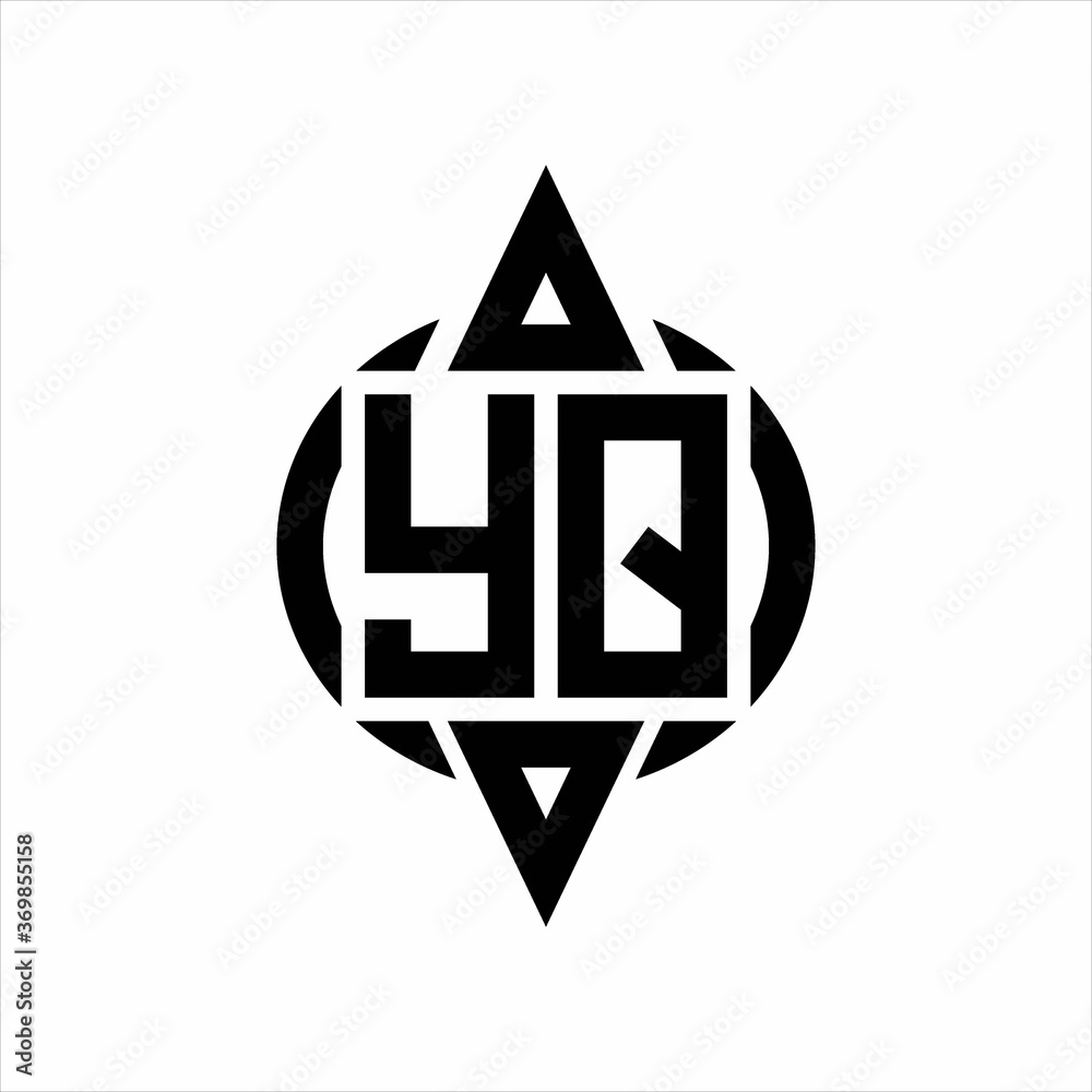 YQ Logo with circle rounded combine triangle top and bottom side design template on white background YQ Logo with circle rounded combine triangle top and bottom side design template on white background