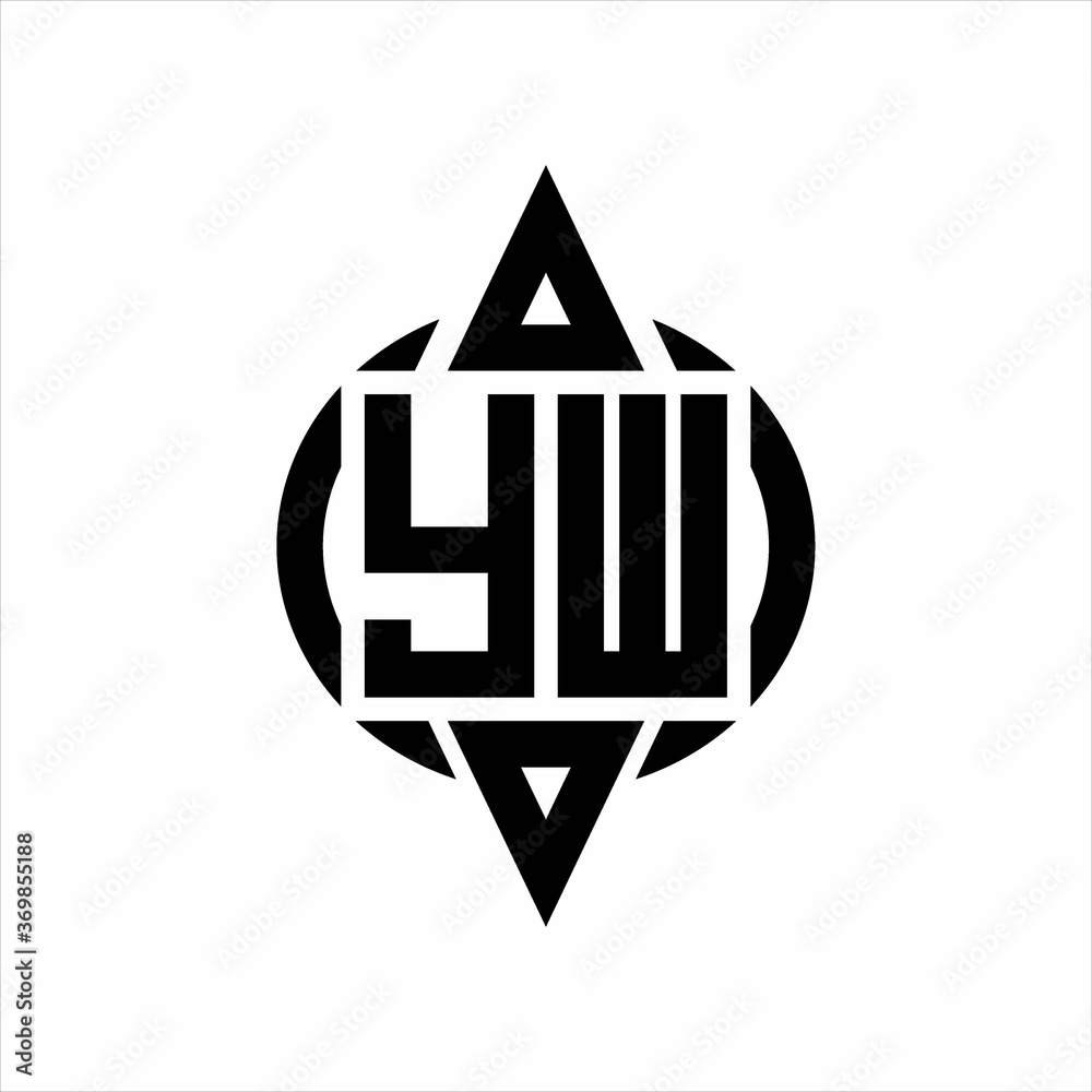 YW Logo with circle rounded combine triangle top and bottom side design template on white background YW Logo with circle rounded combine triangle top and bottom side design template on white background