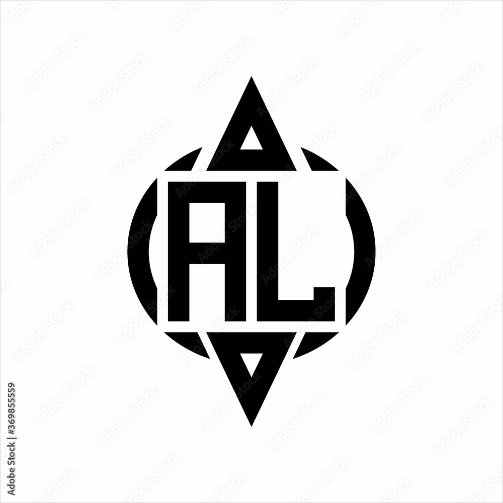 AL Logo with circle rounded combine triangle top and bottom side design template AL Logo with circle rounded combine triangle top and bottom side design template