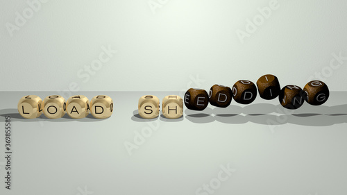 Φωτογραφία load shedding combined by dice letters and color crossing for the related meanings of the concept
