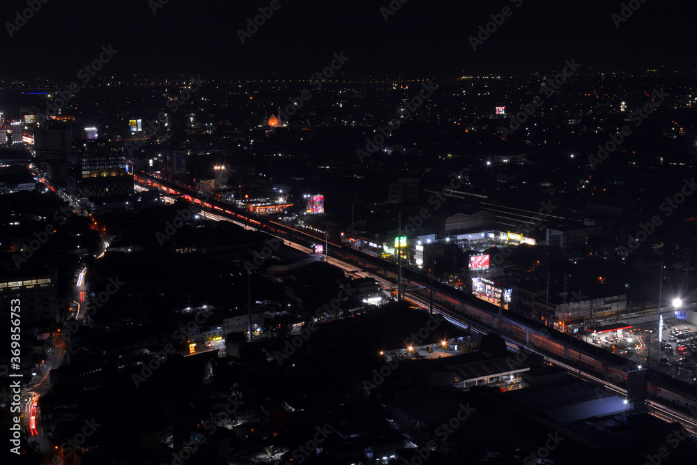 Quezon city overview during evening in Quezon City, Philippines