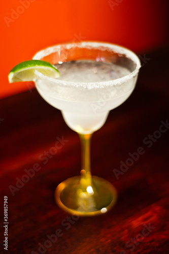 Tequila alcohol drinks on bar table