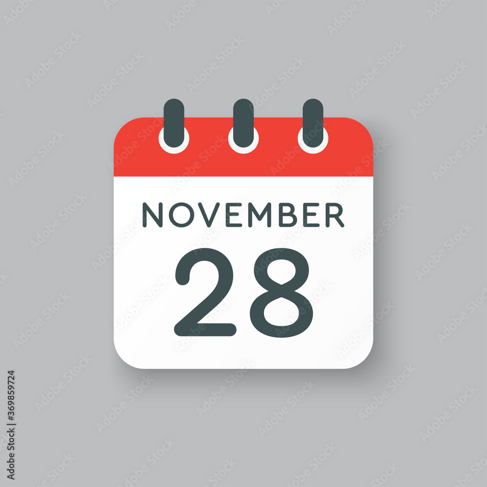 Calendar icon day 28 November, template icon day Calendar icon day 28 November, template icon day