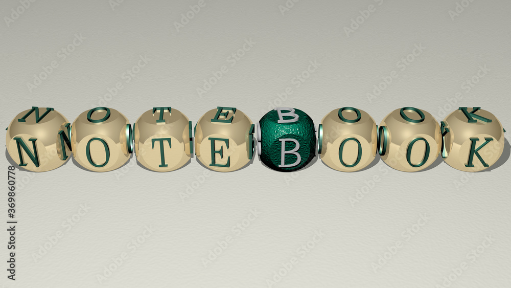 NOTEBOOK combined by dice letters and color crossing for the related meanings of the concept. background and business NOTEBOOK combined by dice letters and color crossing for the related meanings of the concept. background and business