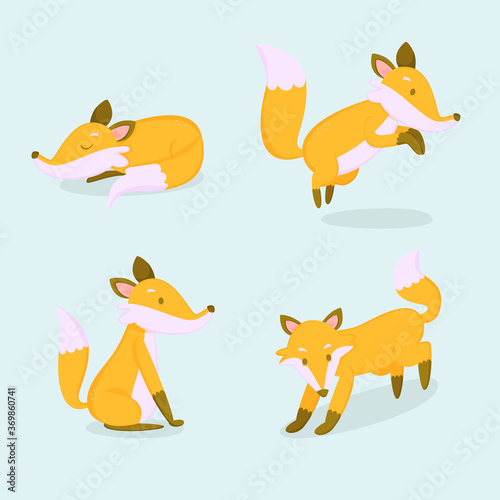 fox hand drawn collection flat design  3 