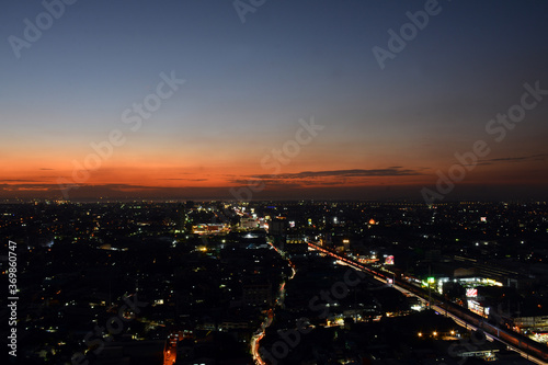 Quezon city overview during twilight in Quezon City, Philippines
