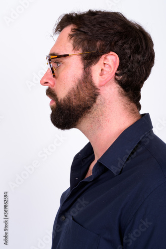 Portrait of handsome bearded businessman with eyeglasses