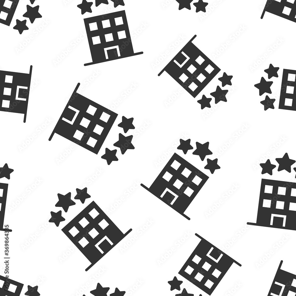 Fototapeta premium Building icon in flat style. Town skyscraper apartment vector illustration on white isolated background. City tower seamless pattern business concept.