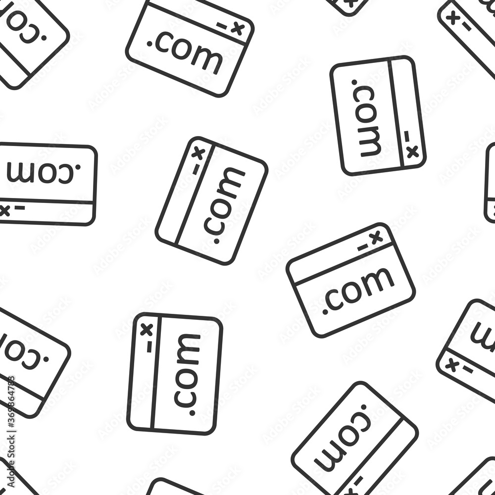 Website domain icon in flat style. Com internet address vector illustration on white isolated background. Server seamless pattern business concept. Website domain icon in flat style. Com internet address vector illustration on white isolated background. Server seamless pattern business concept.