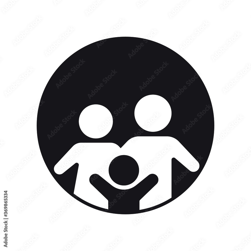 Happy Family Icon solid in trendy flat style for insurance sign, Parents symbol inside the round for your web site design, logo, app, UI. Vector illustration. design on white background. EPS 10 Happy Family Icon solid in trendy flat style for insurance sign, Parents symbol inside the round for your web site design, logo, app, UI. Vector illustration. design on white background. EPS 10