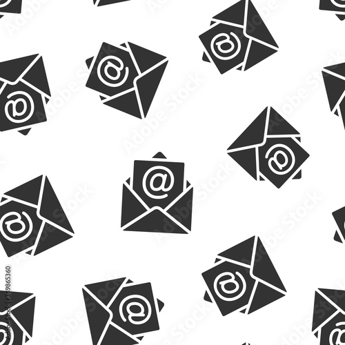 Email message icon in flat style. Mail document vector illustration on white isolated background. Message correspondence seamless pattern business concept.