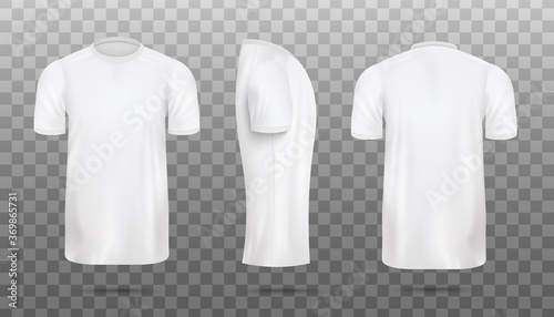 Blank plain white T-shirt mockup set isolated on transparent background.