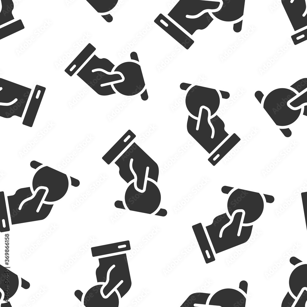 Remuneration icon in flat style. Money in hand vector illustration on white isolated background. Coin payroll seamless pattern business concept. Remuneration icon in flat style. Money in hand vector illustration on white isolated background. Coin payroll seamless pattern business concept.