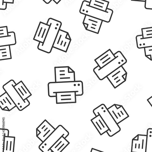 Office printer icon in flat style. Fax vector illustration on white isolated background. Text printout seamless pattern business concept.