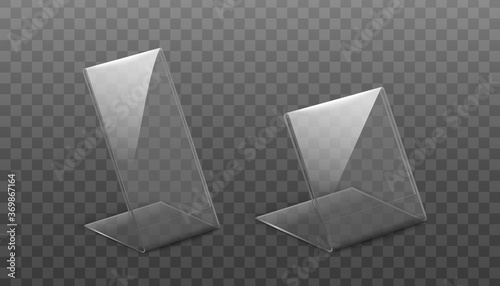 Long and short glass card holder set from side view - realistic mockup
