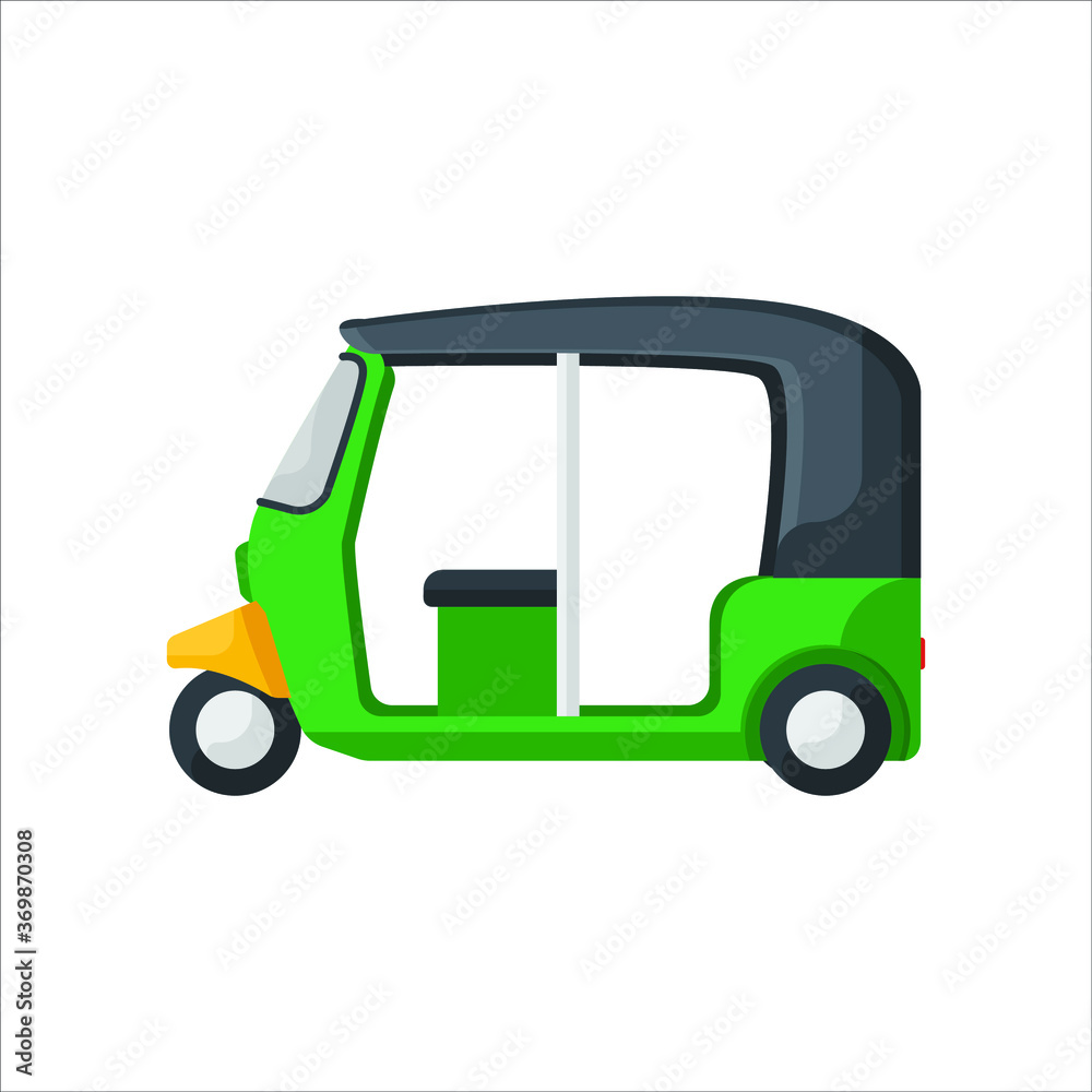 Auto Rickshaw Flat Icon Illustration Creative Stylish T-Shirt Mug Hoodie Design Vector