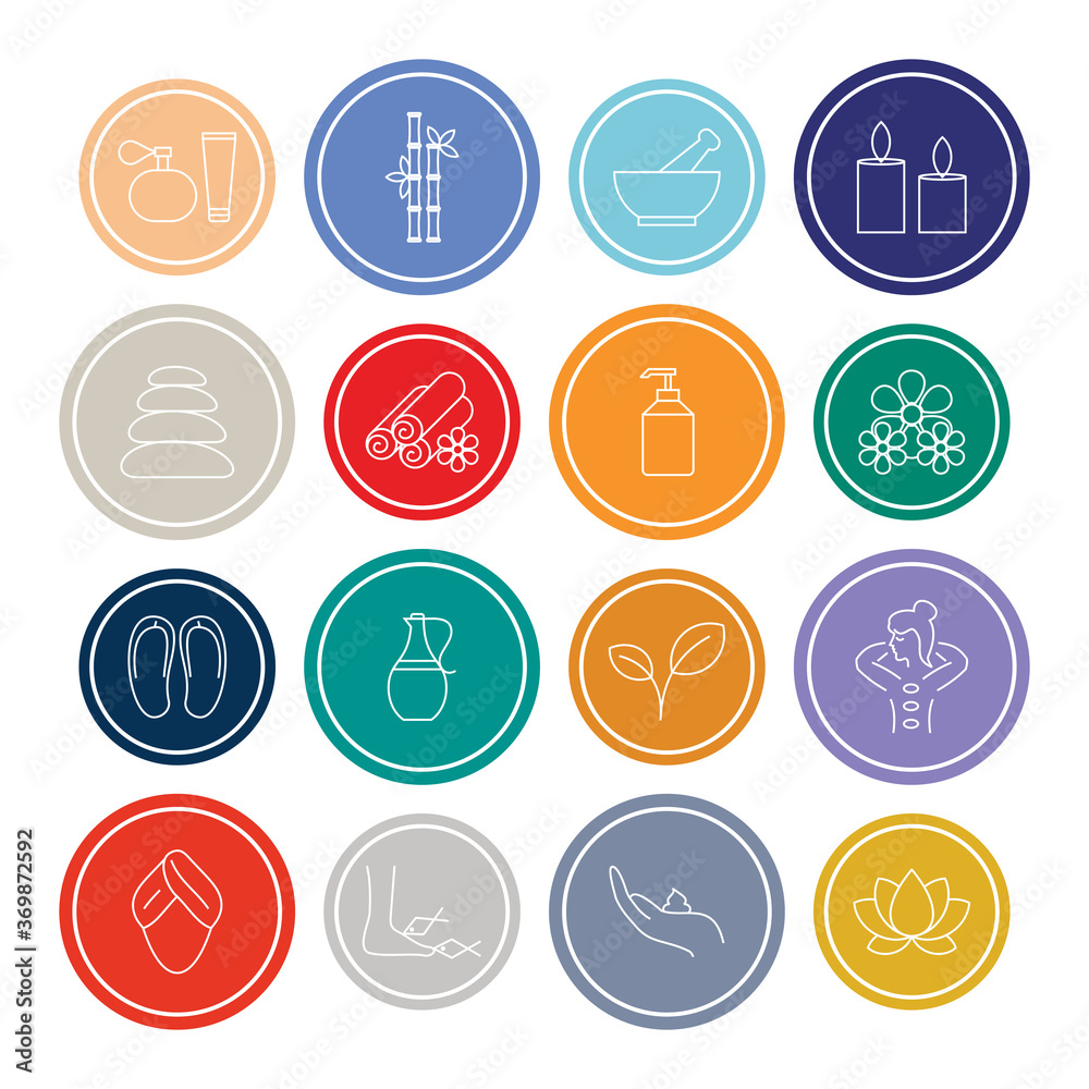 Spa Infographic Round design Line Icon Sets For Web, App And Design.